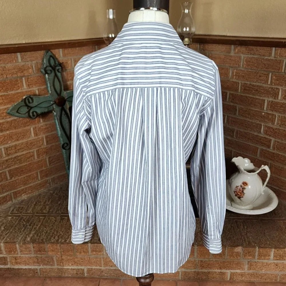 Anne Klein II Women's Striped Blouse White and Gray Size M - Picture 3 of 5